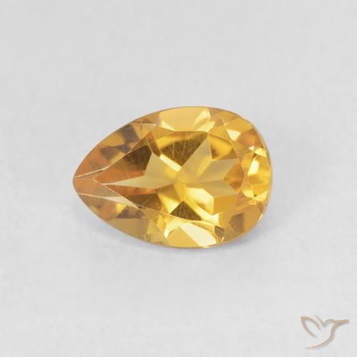 0.70ct Natürlicher Medium Light-Golden Citrin, Birnenform, VVS