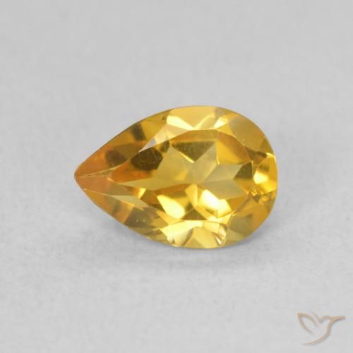 0.60ct Natürlicher Golden Citrin, Birnenform, VVS