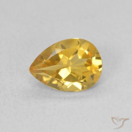 0.62ct Natürlicher Golden Citrin, Birnenform, VVS