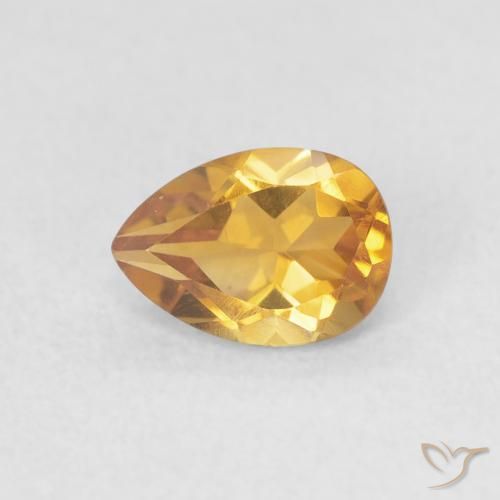 0.71ct Natürlicher gold-orange Citrin, Birnenform, VVS