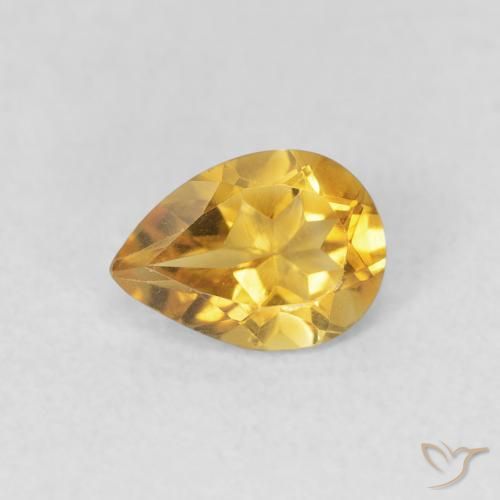 0.62ct Natürlicher gold-orange Citrin, Birnenform, VVS