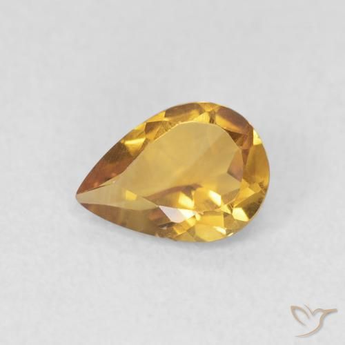 0.60ct Natürlicher Medium Light-Golden Citrin, Birnenform, VVS