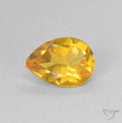 0.71ct Natürlicher Mittelgold Citrin, Birnenform, VS