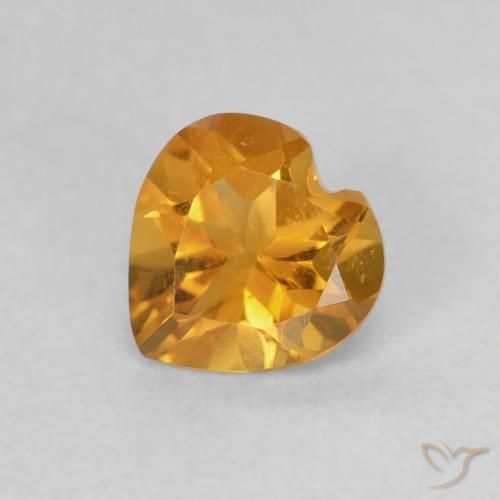 0.65ct Natürlicher Dunkelorange-Gold Citrin, Herz, VVS