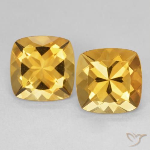 7.37ctw Natürlicher Tiefes Goldorange Citrin, Kissen, VVS