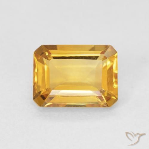 1.59ct Natürlicher Medium Light Orange-Gold Citrin, Smaragdschliff, VVS