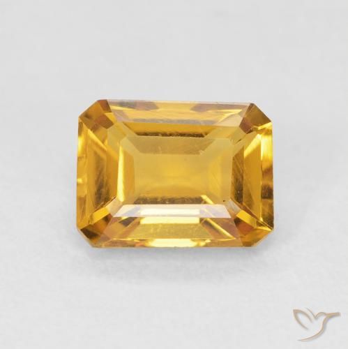 1.58ct Natürlicher Medium Light Orange-Gold Citrin, Smaragdschliff, VVS