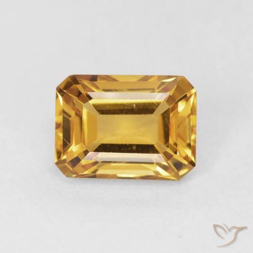 1.52ct Natürlicher Mittel Orange-Gold Citrin, Smaragdschliff, VVS-VS