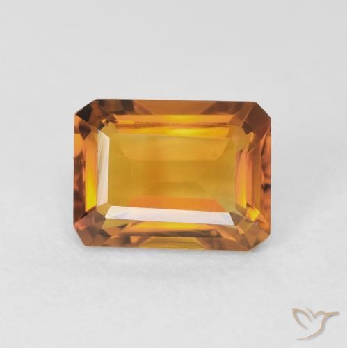 1.68ct Natürlicher Tiefes Orange-Gold Citrin, Smaragdschliff, VVS