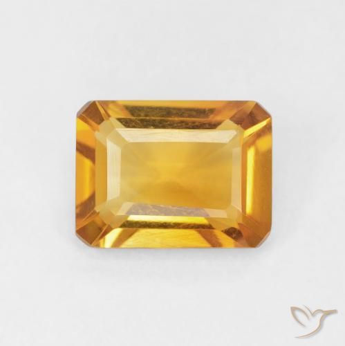 1.32ct Natürlicher Mittel Orange-Gold Citrin, Smaragdschliff, VVS