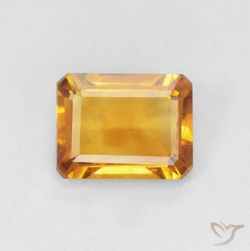 1.23ct Natürlicher Medium Light Orange-Gold Citrin, Smaragdschliff, VVS-VS