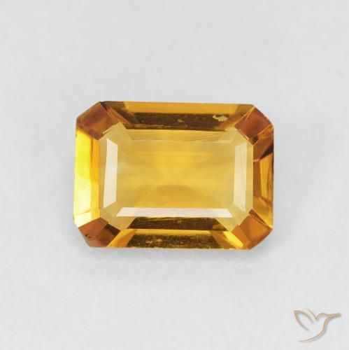 1.23ct Natürlicher Medium Light Orange-Gold Citrin, Smaragdschliff, VVS-VS