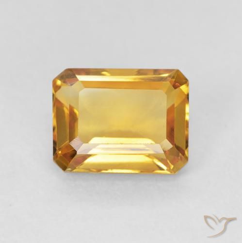 1.62ct Natürlicher Medium Light-Golden Citrin, Smaragdschliff, VVS-VS