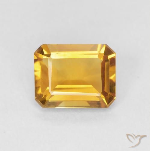 1.29ct Natürlicher Medium Light Orange-Gold Citrin, Smaragdschliff, VVS-VS