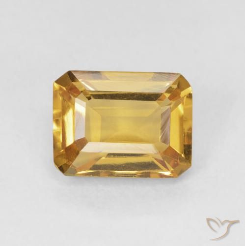 1.57ct Natürlicher Golden Citrin, Smaragdschliff, VS