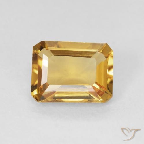 1.42ct Natürlicher Golden Citrin, Smaragdschliff, VS