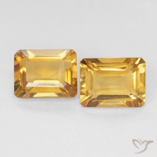 3.27ctw Natürlicher gold-orange Citrin, Smaragdschliff, VS