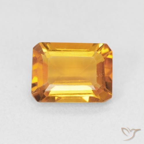1.26ct Natürlicher Mittelgold Citrin, Smaragdschliff, VVS