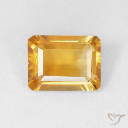 1.51ct Natürlicher gold-orange Citrin, Smaragdschliff, VVS-VS