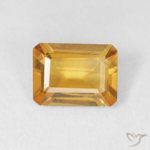 1.29ct Natürlicher Tiefes Goldorange Citrin, Smaragdschliff, VVS-VS
