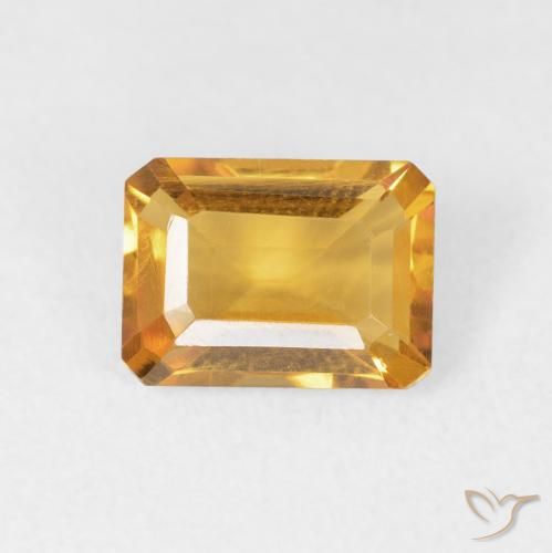 1.40ct Natürlicher Medium Light Orange-Gold Citrin, Smaragdschliff, VVS