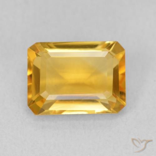 1.54ct Natürlicher Medium Light Orange-Gold Citrin, Smaragdschliff, VVS