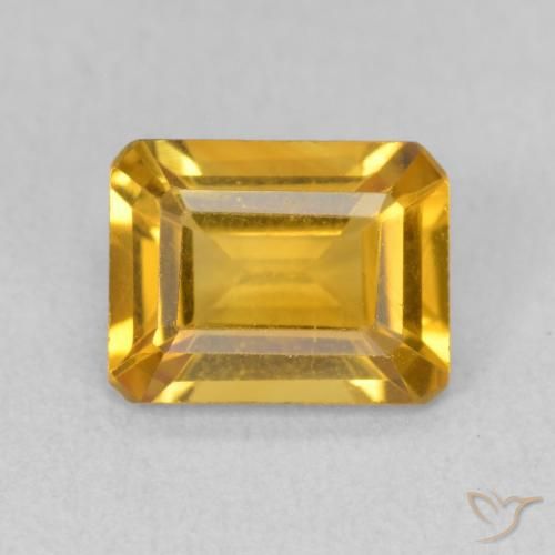 1.38ct Natürlicher Tiefes Goldorange Citrin, Smaragdschliff, VVS-VS