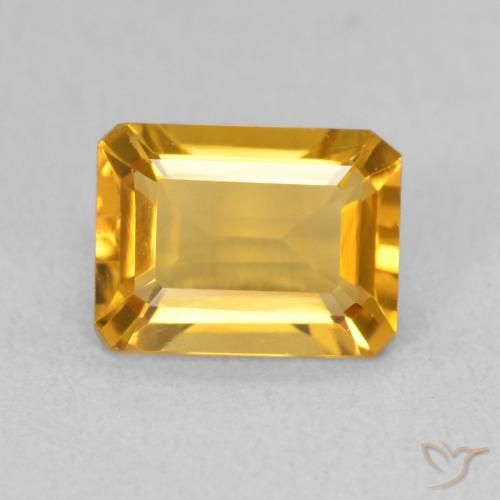 1.41ct Natürlicher Tiefes Goldorange Citrin, Smaragdschliff, VVS