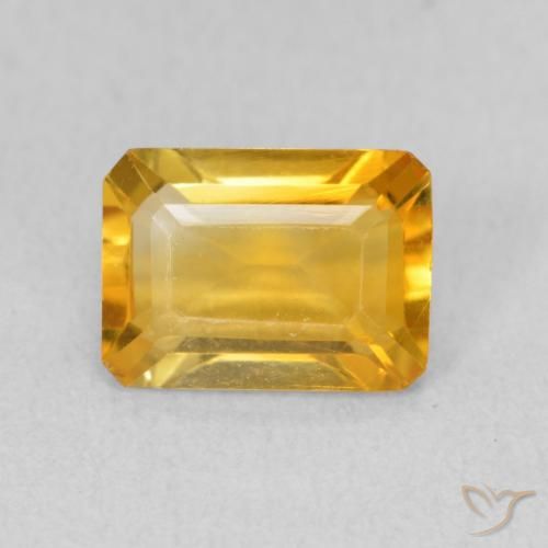 1.26ct Natürlicher Mittelgold Citrin, Smaragdschliff, VVS