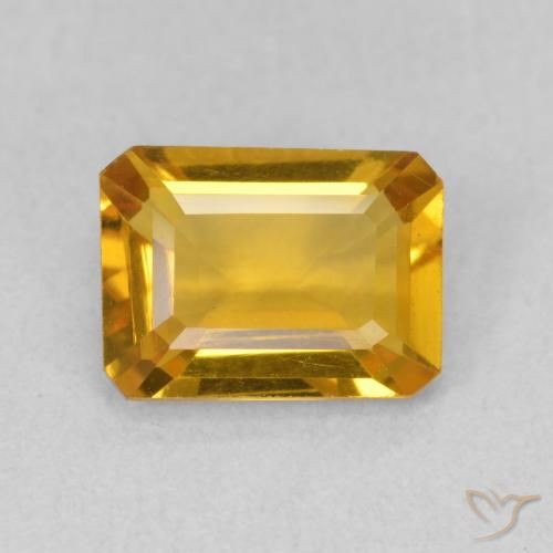 1.29ct Natürlicher Dunkelgolden Citrin, Smaragdschliff, VVS-VS