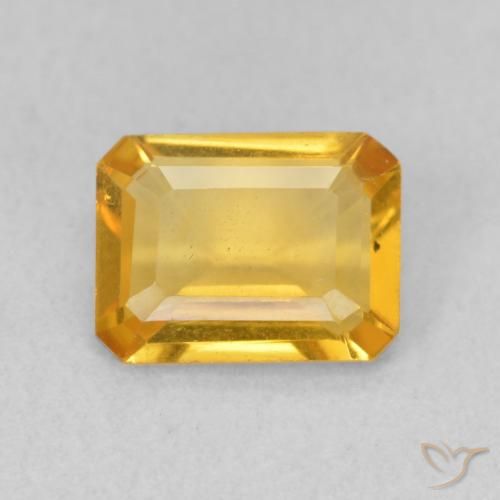 1.24ct Natürlicher Mittelgold Citrin, Smaragdschliff, VVS-VS