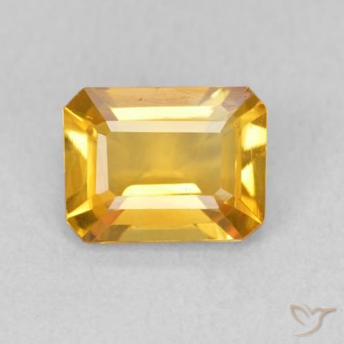 1.29ct Natürlicher Mittelgold Citrin, Smaragdschliff, VVS-VS