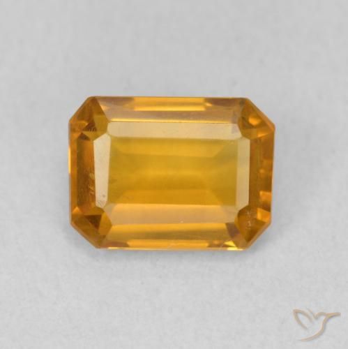 1.21ct Natürlicher Dunkelorange-Gold Citrin, Smaragdschliff, VVS-VS