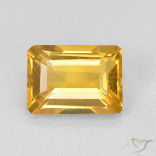 1.45ct Natürlicher Tiefes Goldorange Citrin, Smaragdschliff, VVS