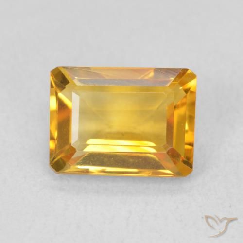 1.39ct Natürlicher Dunkelgolden Citrin, Smaragdschliff, VVS