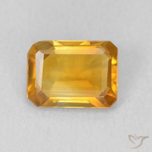 1.11ct Natürlicher Mittel Orange-Gold Citrin, Smaragdschliff, VVS-VS