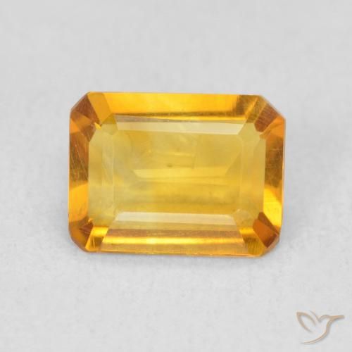 1.07ct Natürlicher Mittelgold Citrin, Smaragdschliff, VVS-VS