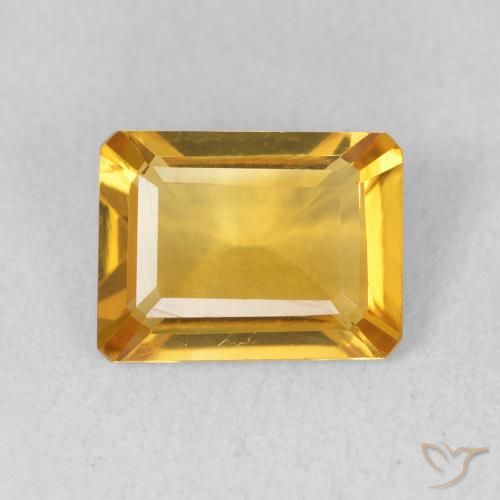 1.21ct Natürlicher Mittelgold Citrin, Smaragdschliff, VVS