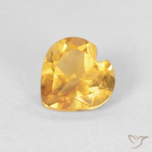 0.40ct Natürlicher Tiefes Goldorange Citrin, Herz, VVS-VS