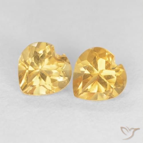 0.89ctw Natürlicher Tiefes Goldorange Citrin, Herz, VVS-VS