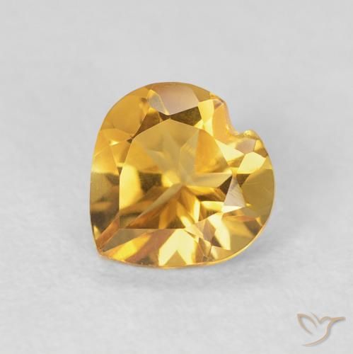 0.72ct Natürlicher Medium Light-Golden Citrin, Herz, VVS-VS