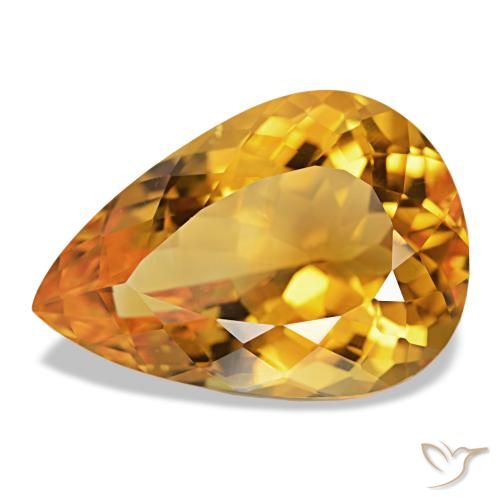 14.17ct Orange-Gold Citrin, Birnenform, VVS-VS