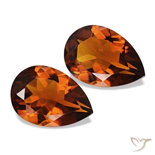 3.20 ct natürliche rötlich-orange Citrin-Edelsteine, Birnenform, VVS-VS