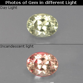 9,17 ctw natürlicher grün/rosa Farbwechselnder Diaspor, Oval Schliff, VS