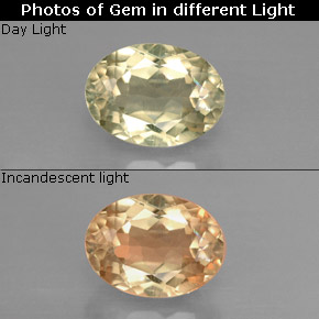 9,17 ctw natürlicher grün/rosa Farbwechselnder Diaspor, Oval Schliff, VS