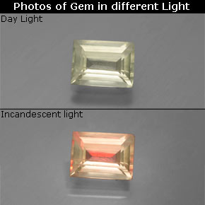 9,17 ctw natürlicher grün/rosa Farbwechselnder Diaspor, Baguette, VS