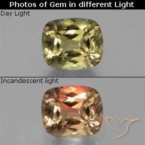 6.65ct Natürlicher Bräunliches Gelb Farbwechselnder Diaspor, Kissen, VS-SI