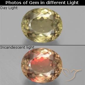 10.84ct Natürlicher Mittelgelb Farbwechselnder Diaspor, Oval, VS-SI