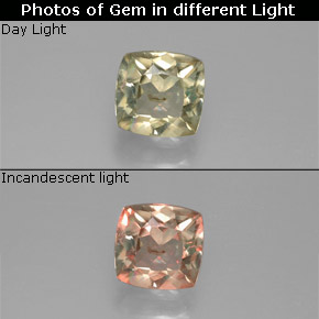 9,17 ctw natürlicher grün/rosa Farbwechselnder Diaspor, Kissenschliff, VS-SI