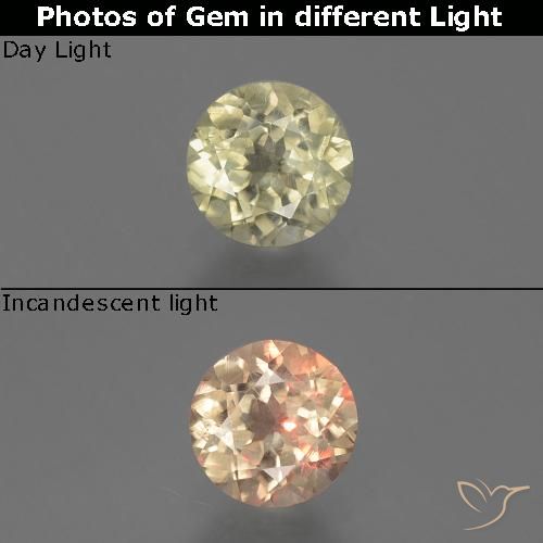 9,17 ctw natürlicher Sehr blasses Gelb Farbwechselnder Diaspor, Rund Schliff, VS